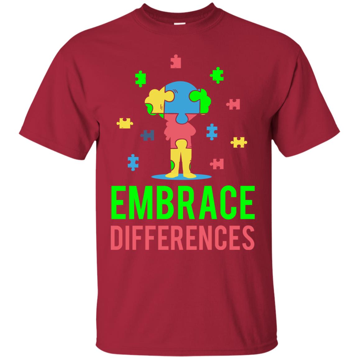 Autism Awareness T-shirt Embrace Differences Cardinal