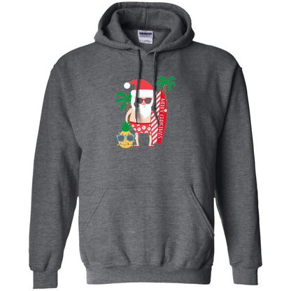 Christmas T-shirt Santa Claus Surfing Hawaiian Dark Heather