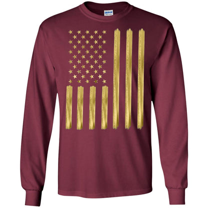 Faux Gold Paint American Flag T-shirt Maroon