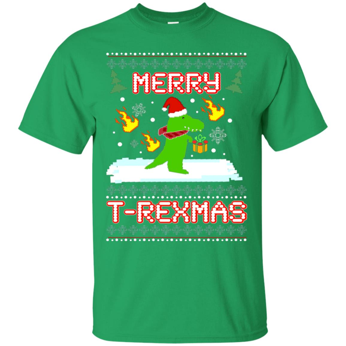 Merry T-rexmas X-mas Dinosaur Saurus Gift Shirt Irish Green