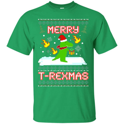 Merry T-rexmas X-mas Dinosaur Saurus Gift Shirt Irish Green
