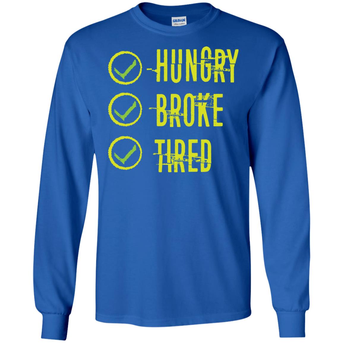 Hungry Broke Tired Check Mark T-shirt Royal