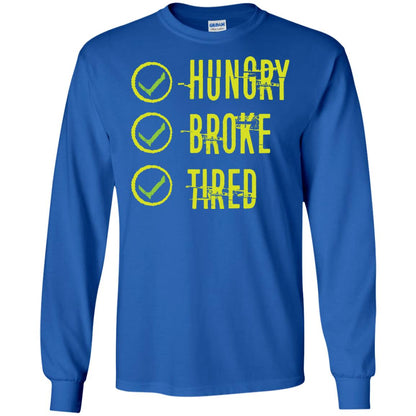 Hungry Broke Tired Check Mark T-shirt Royal