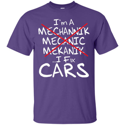 Mechanic T-shirt I Fix Cars Purple