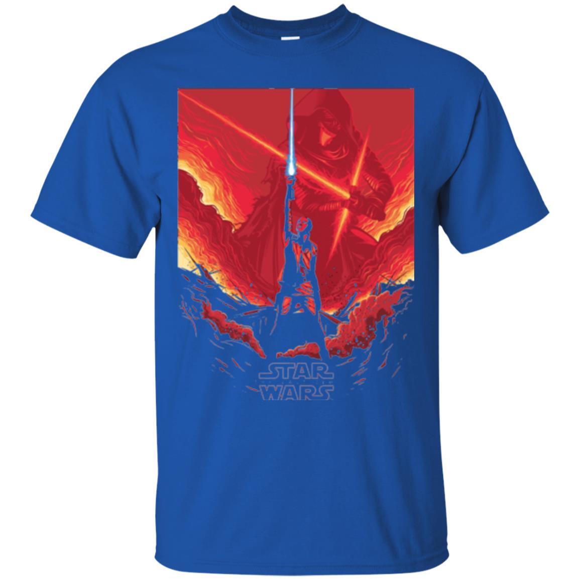 Film T-shirt Star Wars Last Jedi Rey Saber Reach Red Poster Royal