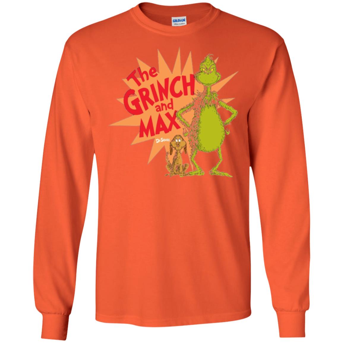 Cartoon T-shirt Dr. Seuss Grinch And Max Burst Orange