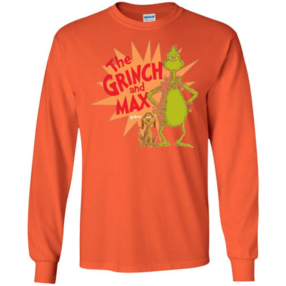 Cartoon T-shirt Dr. Seuss Grinch And Max Burst Orange