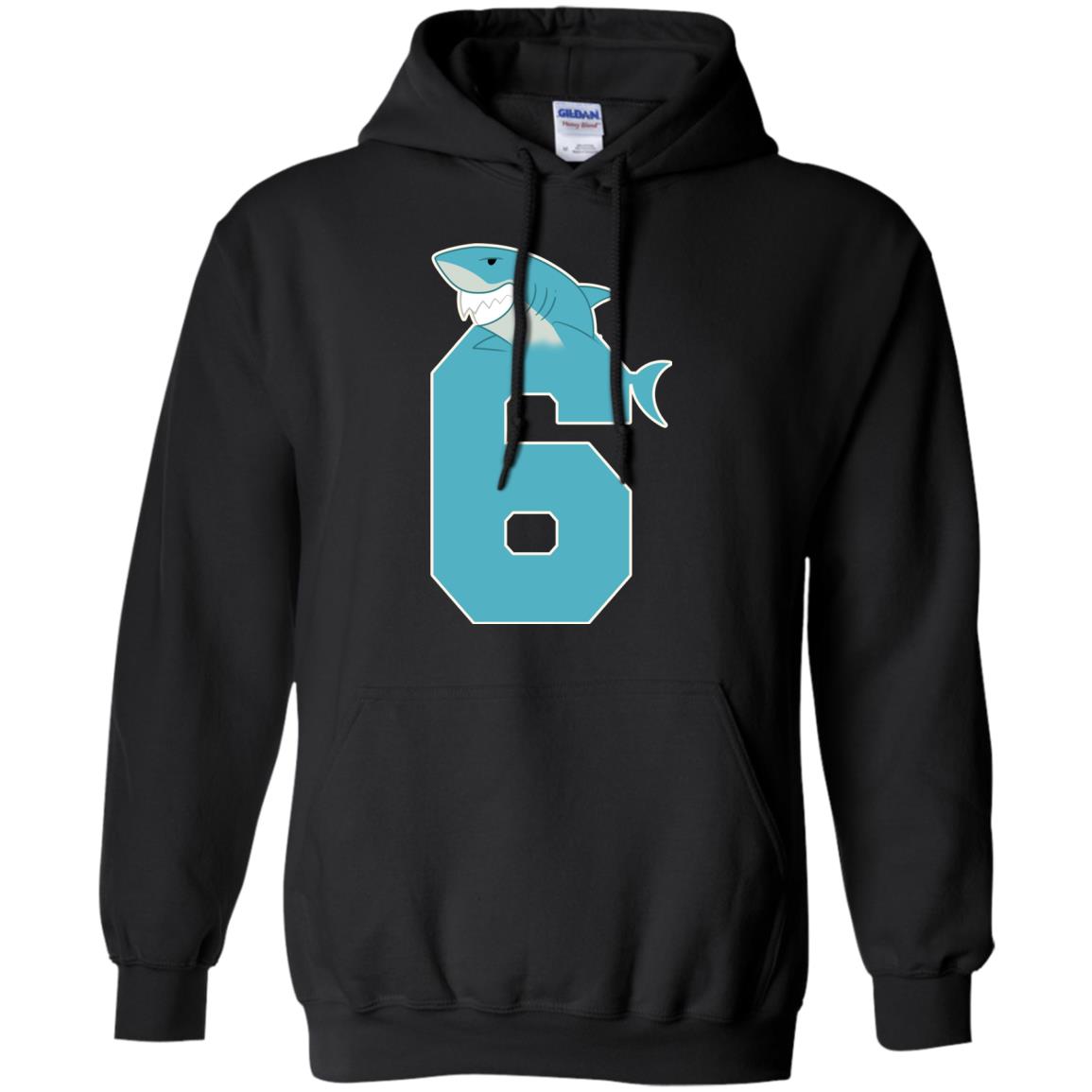 6th Birthday Shark Party Shirt Black