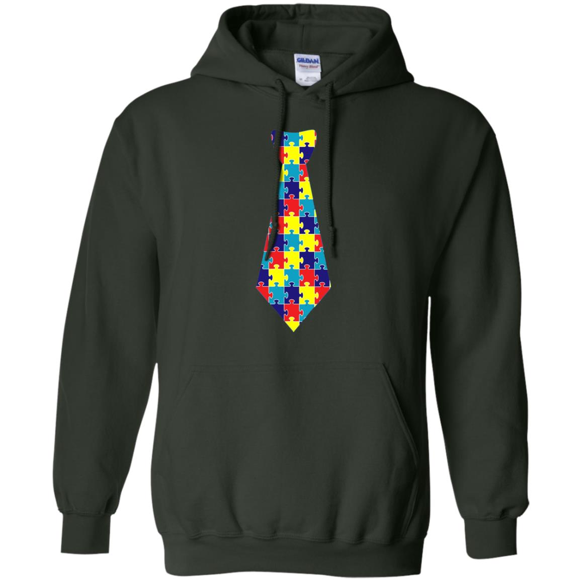 Autism Awareness T-shirt Puzzle Neck Tie 2018 Forest Green