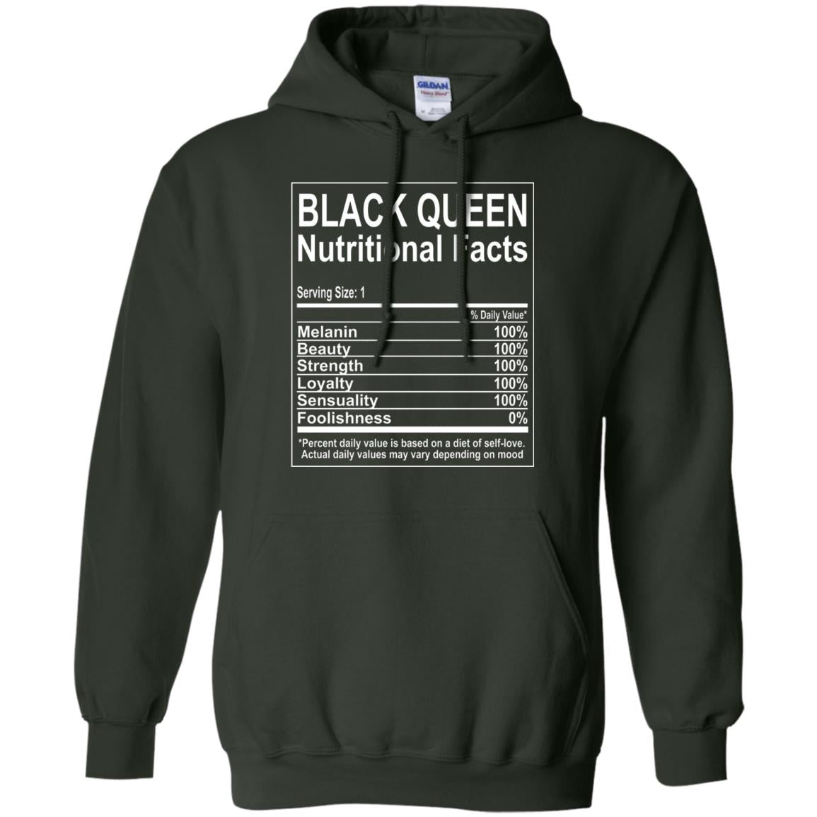 Black Queen Nutritional Facts T-shirt Self Love Forest Green