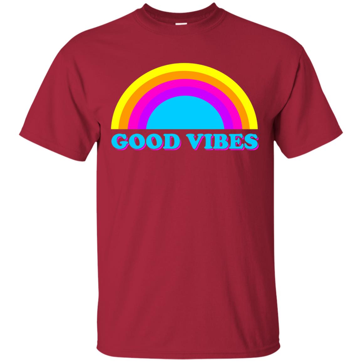 Rainbow Groovy Good Vibes T-shirt Cardinal