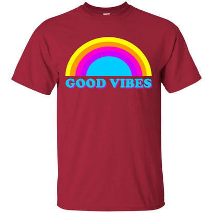 Rainbow Groovy Good Vibes T-shirt Cardinal