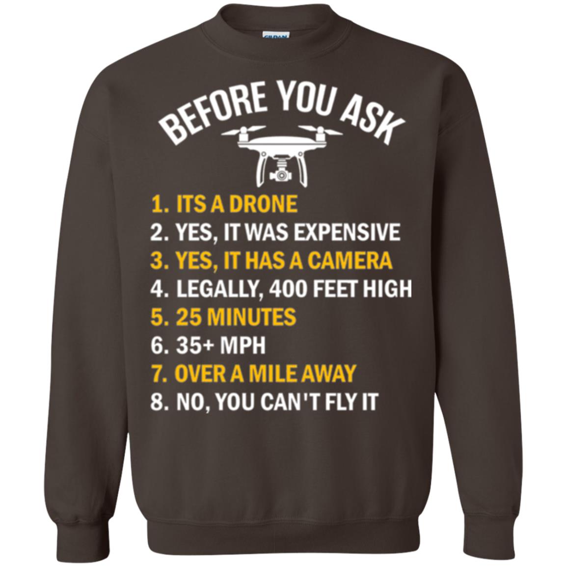 Before You Ask Funny Drone T-shirt You Can_t Fly It Dark Chocolate