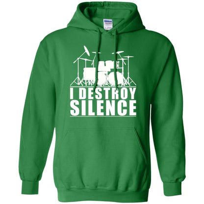 Drums Lover T-shirt I Destroy Silence Irish Green