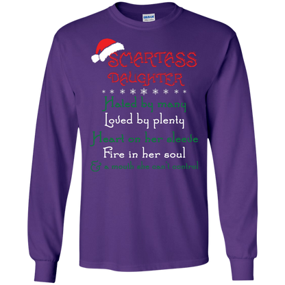 Christmas T-shirt Smartass Daughter Hated By Many Purple