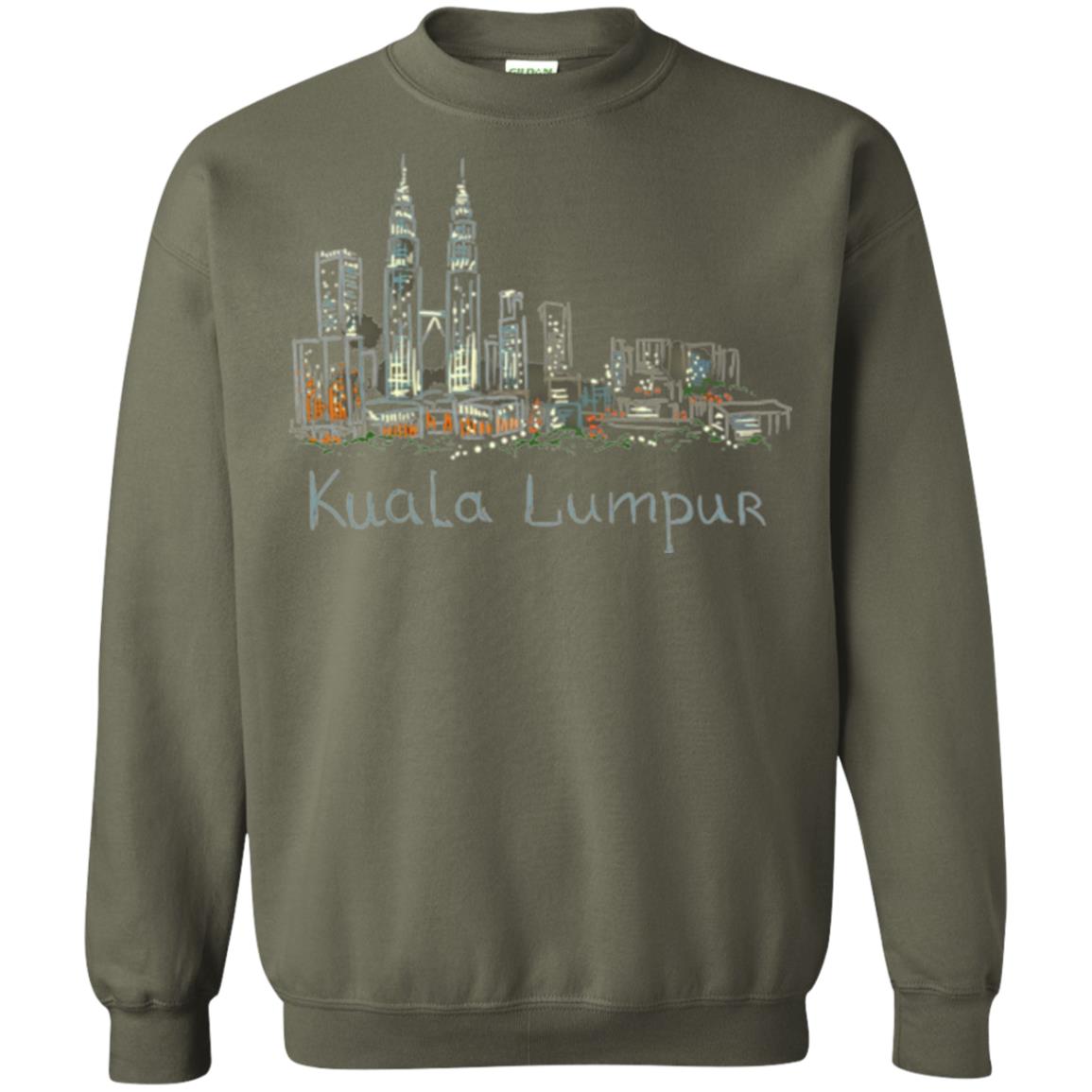 Kuala Lumpur Kl Panorama At Night T-shirt Military Green