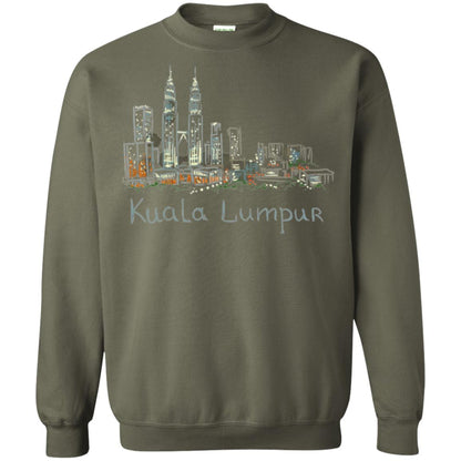 Kuala Lumpur Kl Panorama At Night T-shirt Military Green