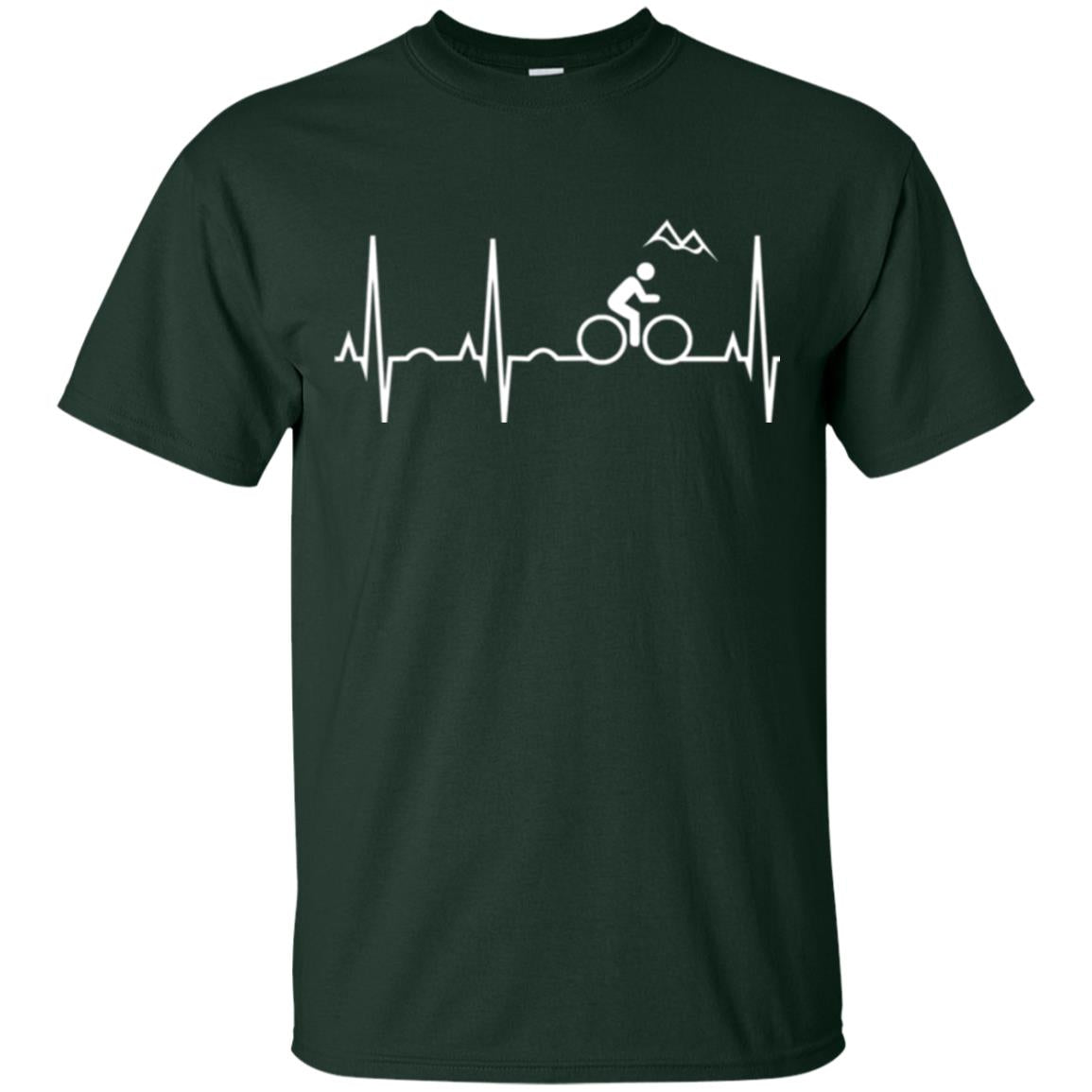 Mountain Bike Heartbeat Mountain Biking T-shirt Forest Green