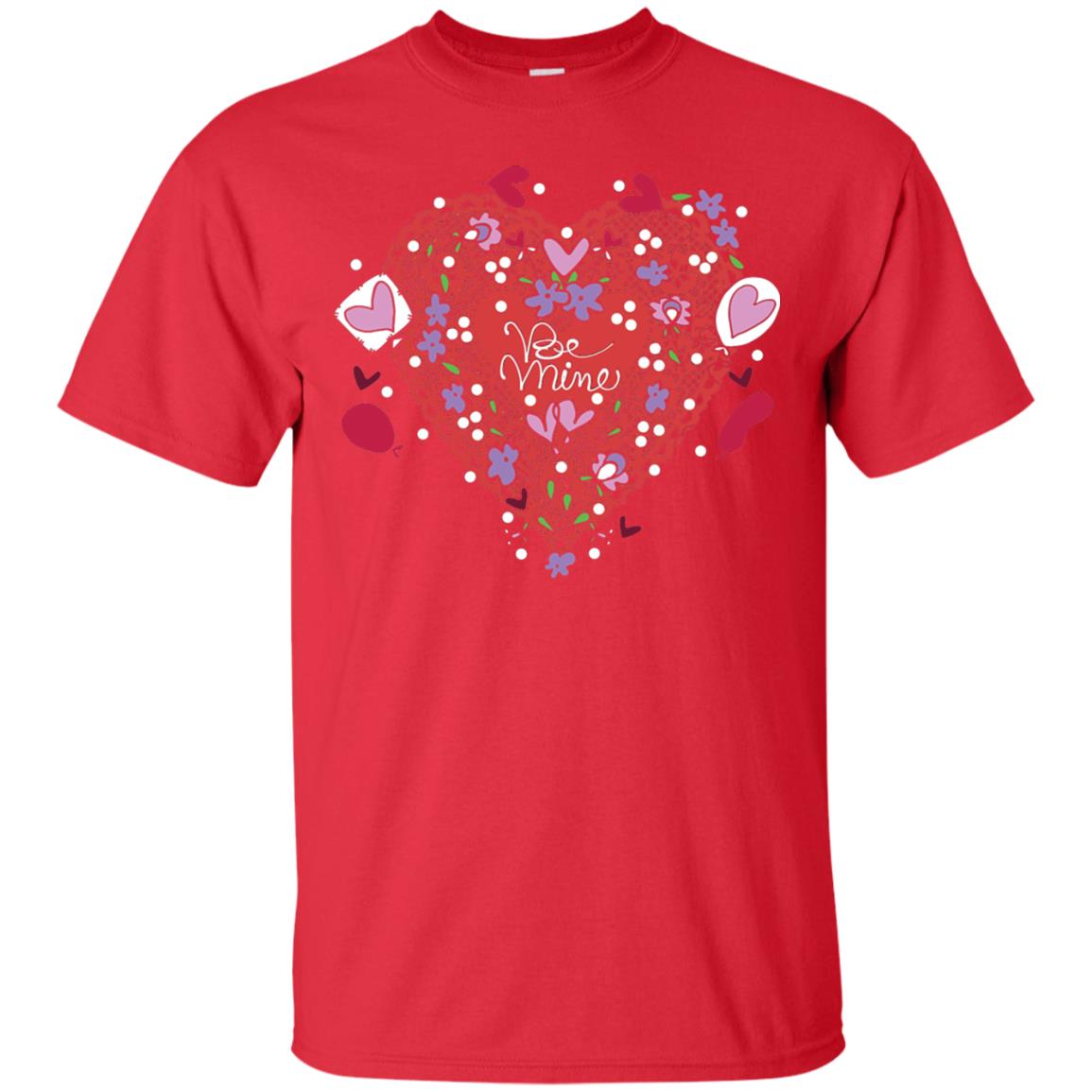 Lace Hearts Balloons Flowers T-shirt Red
