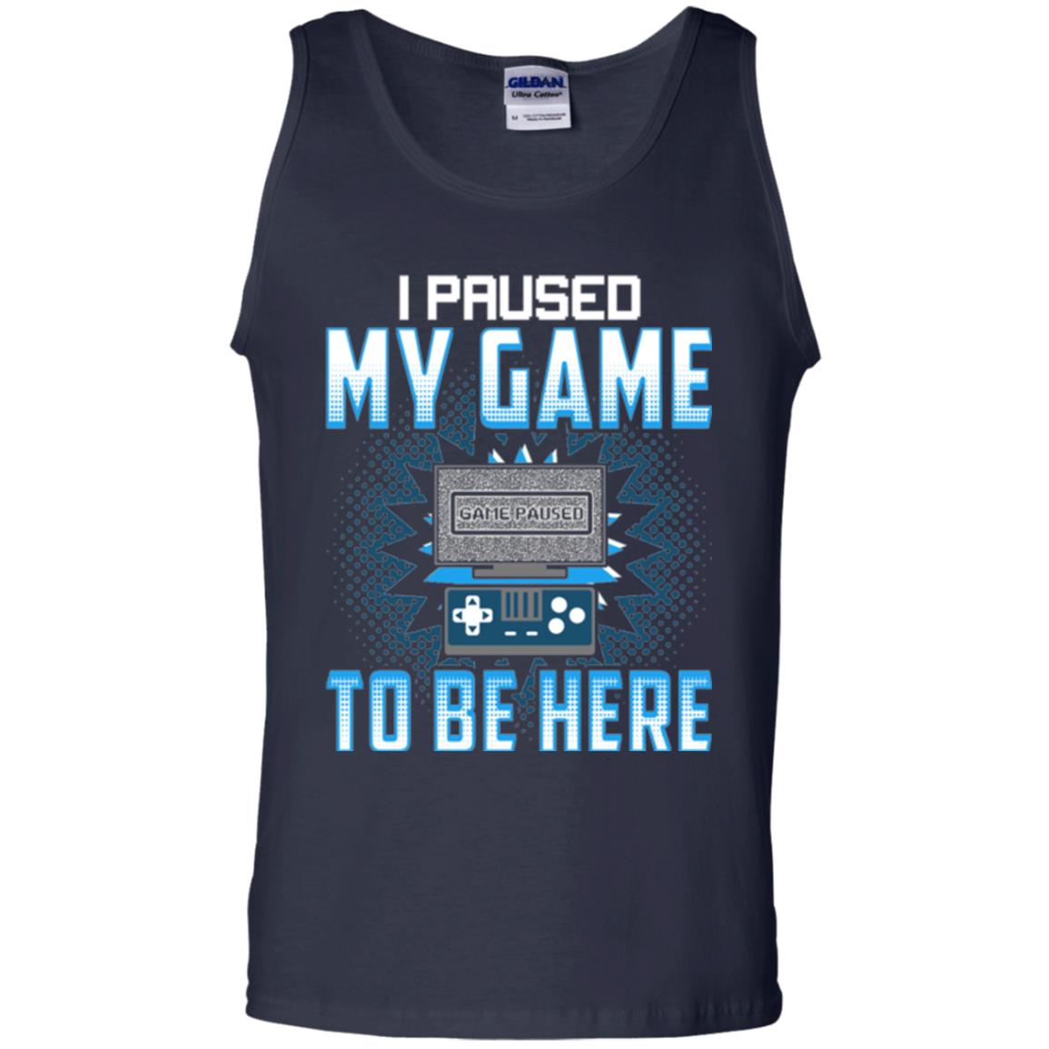 Funny Gaming T-shirt I Paused My Game To Be Here Navy