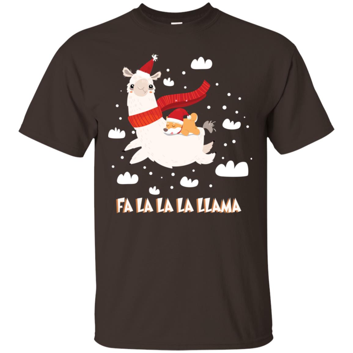 Fa La La La Llama With Shiba Inu X-mas Gift Shirt Dark Chocolate
