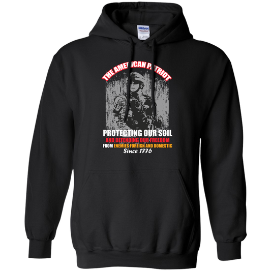 Military T-Shirt The American Patriot Protecting Our Soil And Defending Our Freedom From Enemies Foreign And Domestic Since 1776 Black