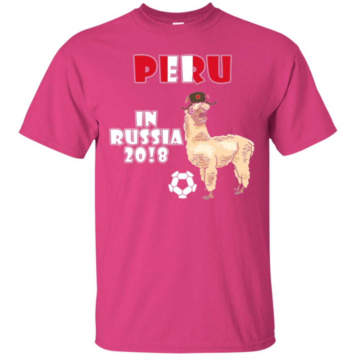 Soccer T-shirt Peru National Team Llama In Russia 2018 Cup Heliconia