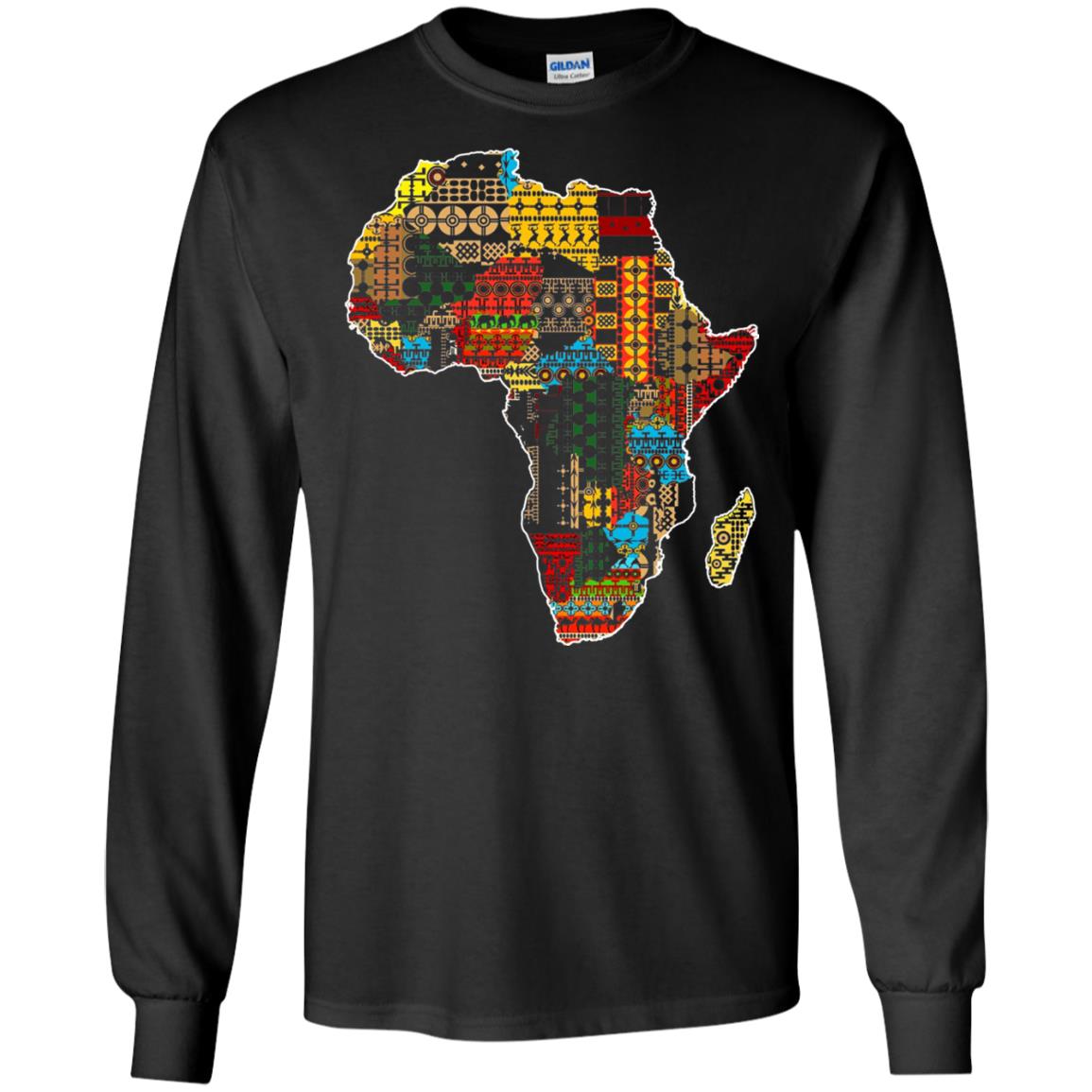 African Pride Traditional Ethnic Pattern Africa Map Shirt Black