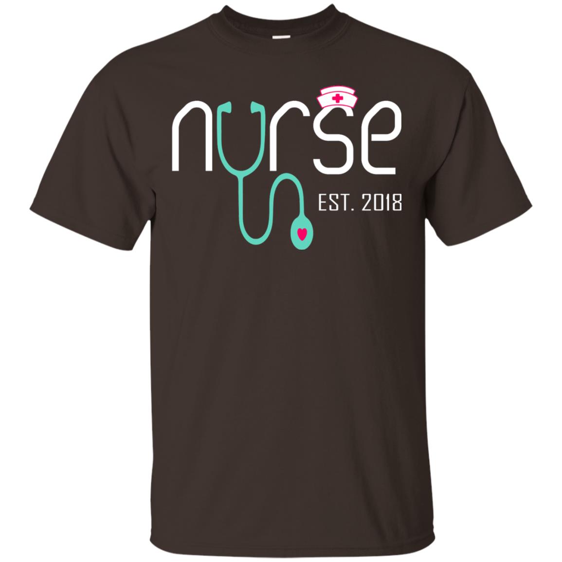 New Nurse Est 2018 T-shirt Nursing School Graduation Dark Chocolate