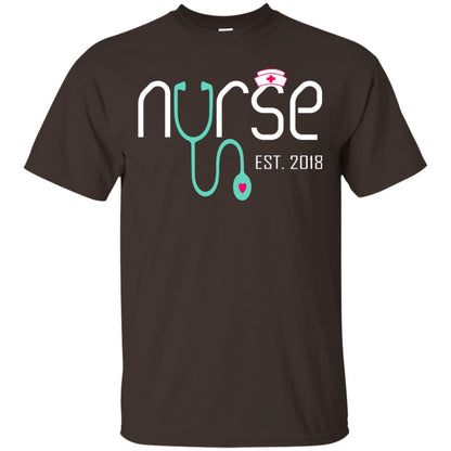 New Nurse Est 2018 T-shirt Nursing School Graduation Dark Chocolate