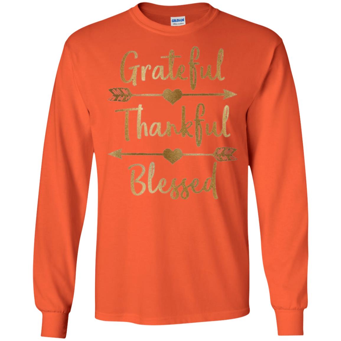 Thanksgiving T-shirt Grateful Thankful Blessed Orange