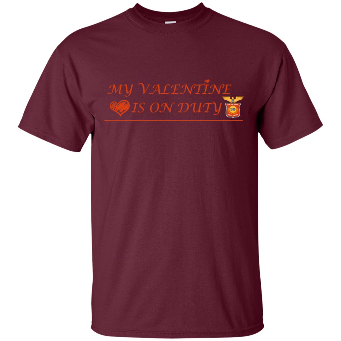 My Valentine Is On Duty Police Station Shirt Maroon