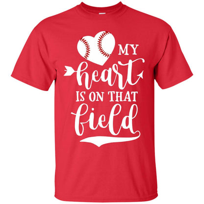 My Heart Is On That Field Softball Mom Shirt Red