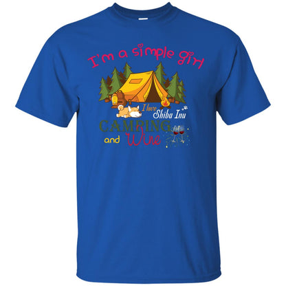 I’m A Simple Girl I Love Shiba Inu Camping And Wine Shirt Royal