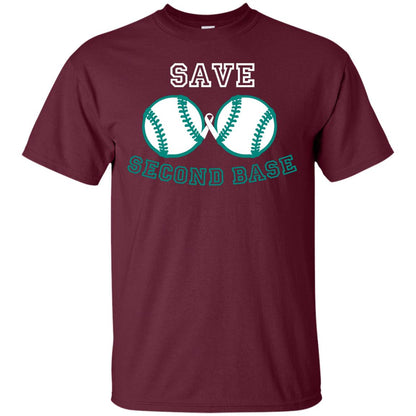 Save Second Base Breast Cancer T-shirt Maroon