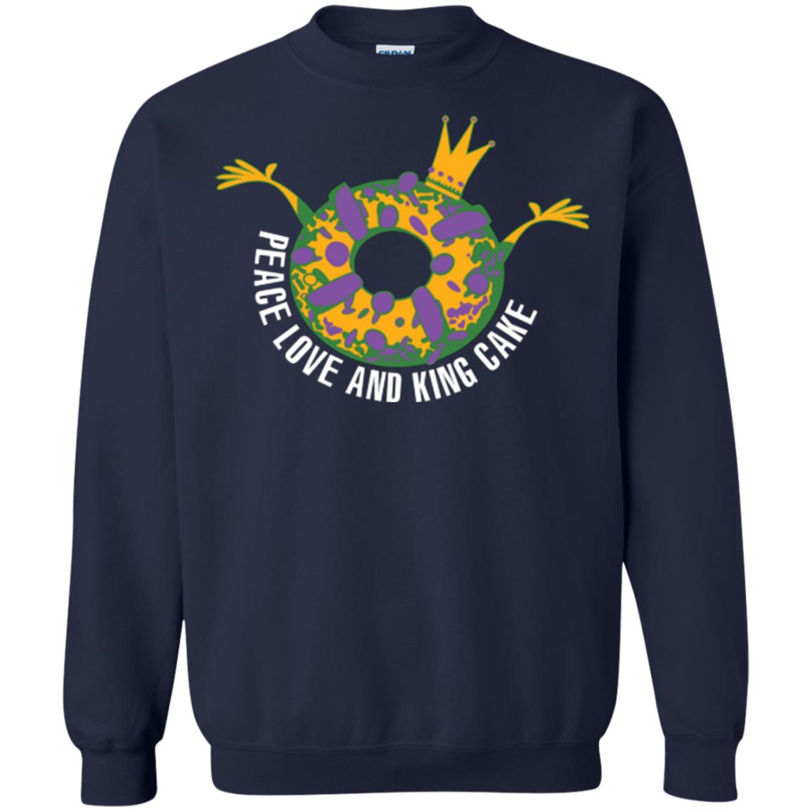 Mardi Gras T-shirt Peace Love And King Cake Navy