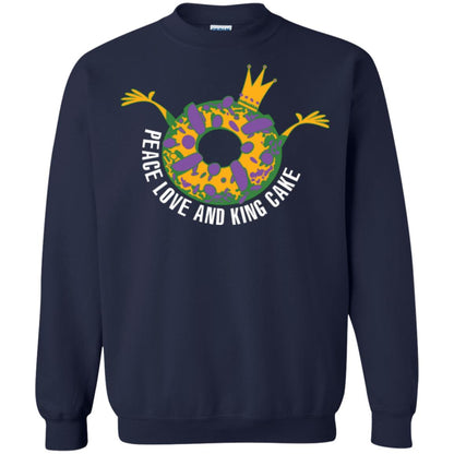 Mardi Gras T-shirt Peace Love And King Cake Navy