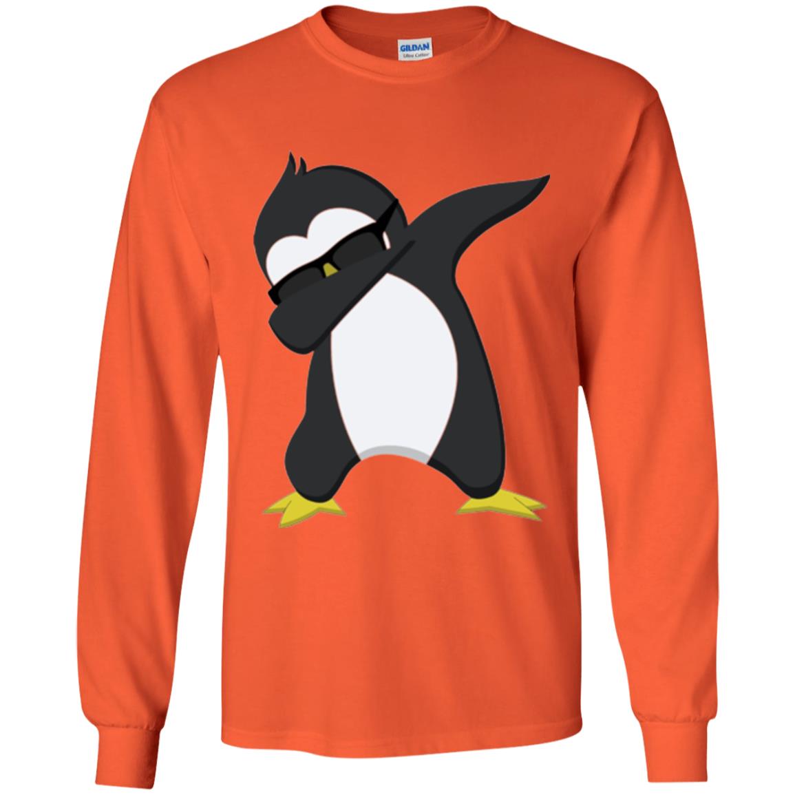 Chirstmas T-shirt Dabbing Penguin Orange