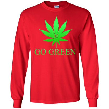 Go Green Weed T Shirt Marijuana Leaf Red