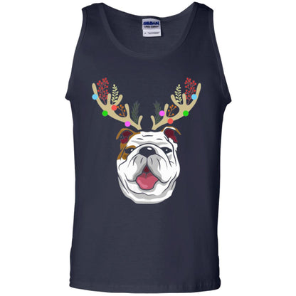 Dog Lovers T-shirt Funny Bulldogs With Antlers Navy