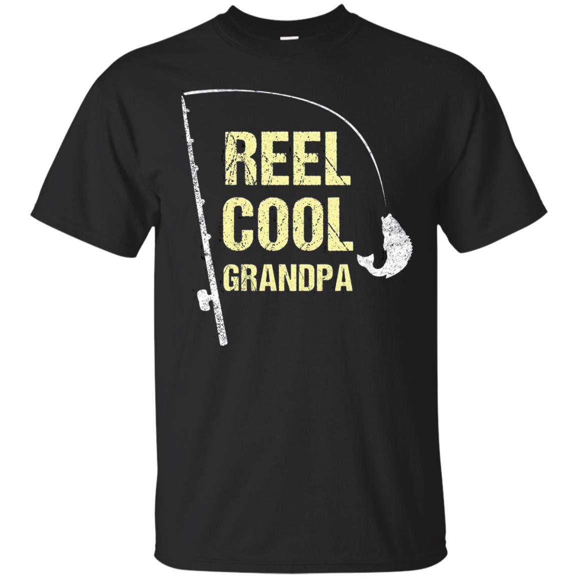 Reel Cool Grandpa Fisherman T-shirt Black