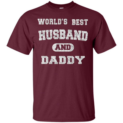 Worlds Best Husband And Daddy Family Shirt Maroon