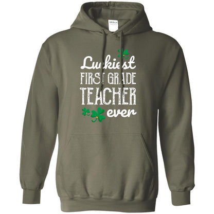 Luckiest First Grade Teacher Ever St. Patricks Day T-shirt Military Green