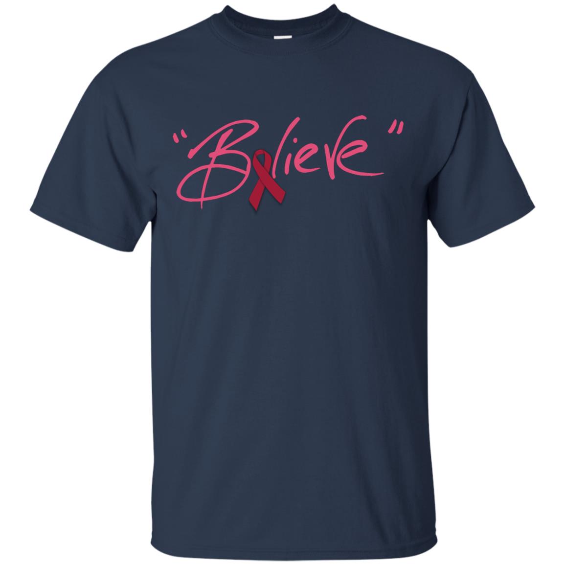 Multiple Myeloma Symptoms Awareness Shirt Burgundy Ribbon Believe Navy