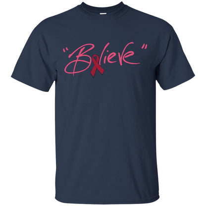 Multiple Myeloma Symptoms Awareness Shirt Burgundy Ribbon Believe Navy
