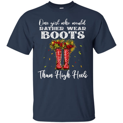 One Girl Who Would Rather Wear Boots Than High Heels Shirt Navy