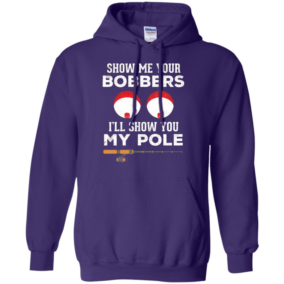 Fisherman T-shirt Show Me Your Bobbers Purple