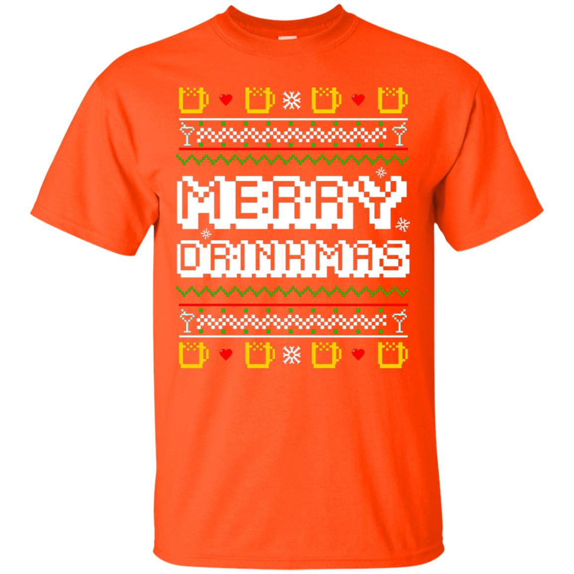 Merry Drinkmas X-mas Gift Shirt For Drinking Lovers Orange