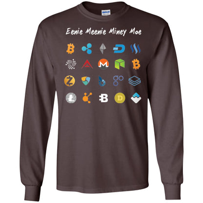 Bitcoin Litecoin Ethereum Eenie Meenie Miney Moe T-shirt Dark Chocolate