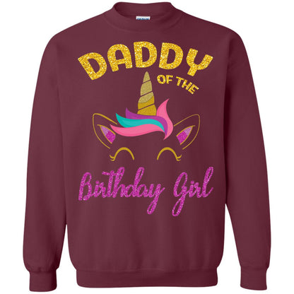 Daddy Mommy Of The Unicorn Birthday Girl T-shirt Maroon